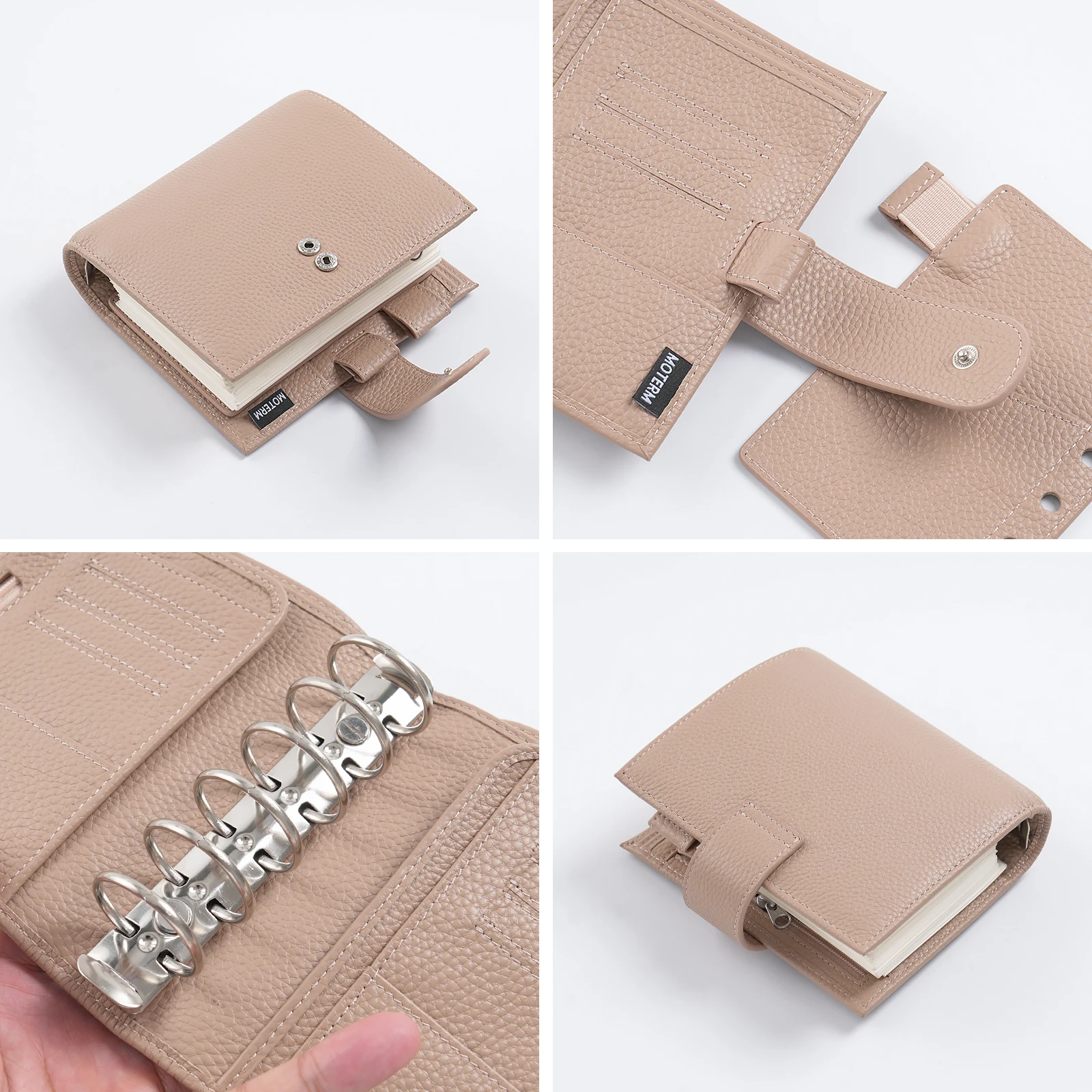 Limited Imperfect Moterm Luxe 2.0 Series Pocket Size Planner Pebbled Grain Leather A7 Notebook with 30MM Ring Agenda Organizer 썸네일 3