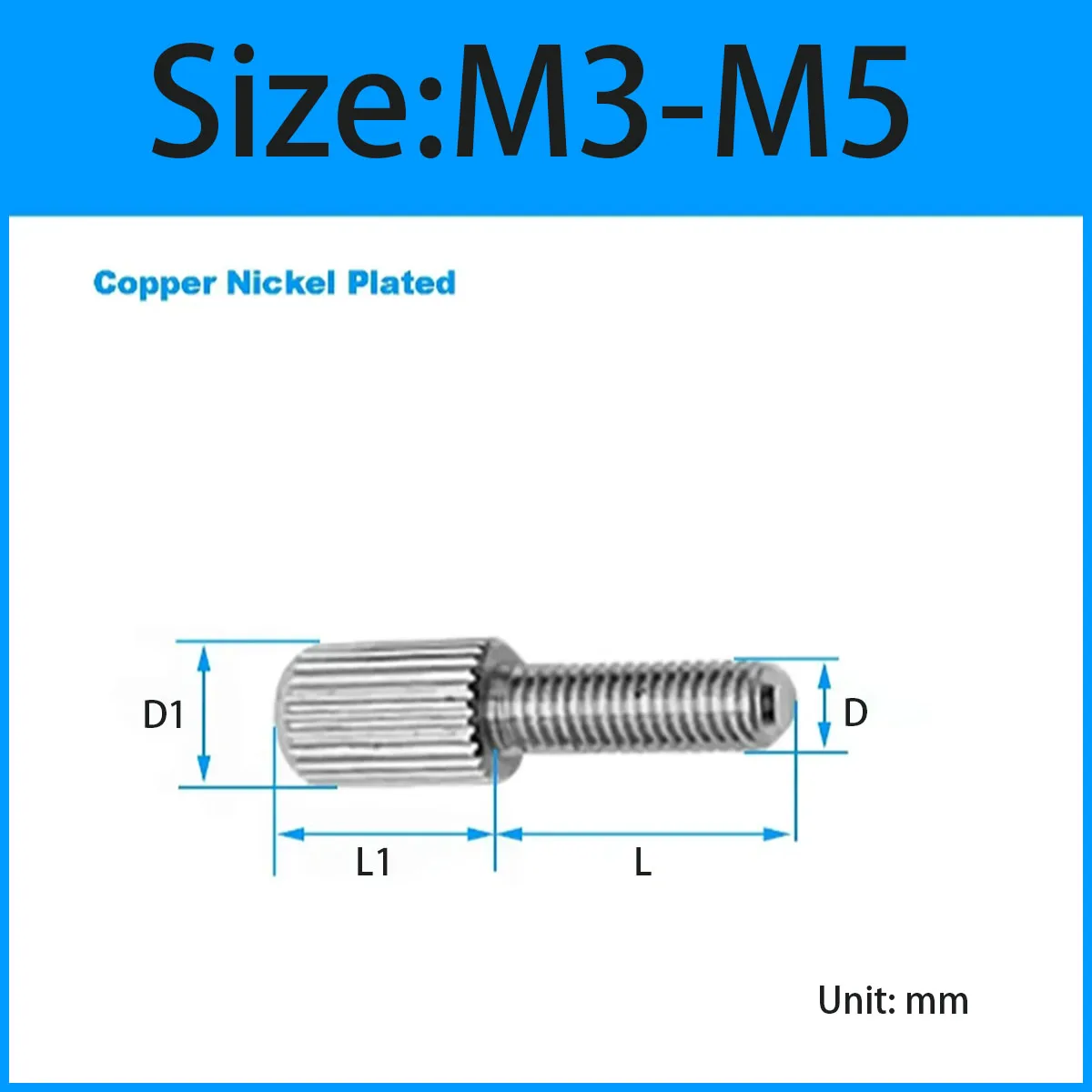 Copper natural color/Copper nickel plated brass small head hand screw/Copper hand twist adjustment bolt M2-M5