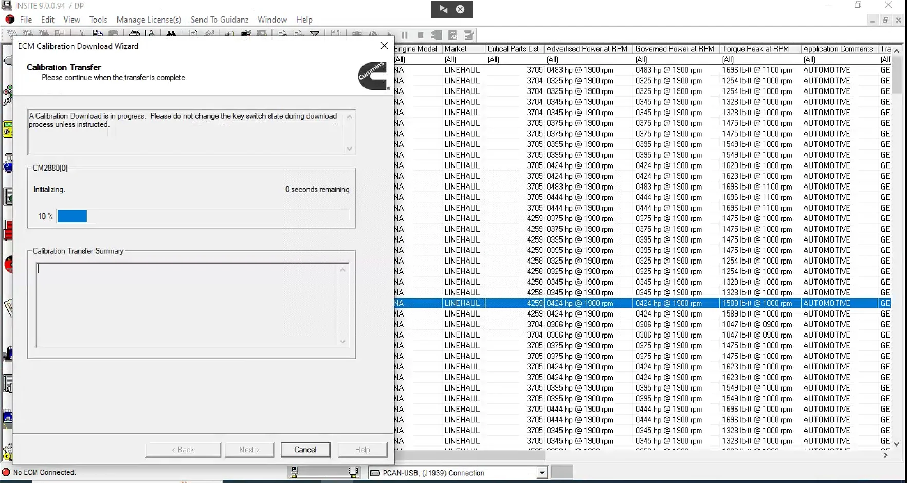 Picture 7: INSITE V9.0.0 PRO Dealer Version Allow Perform Diagnostic Programming Removing ECM Password Update Calibration Levels New ECMs