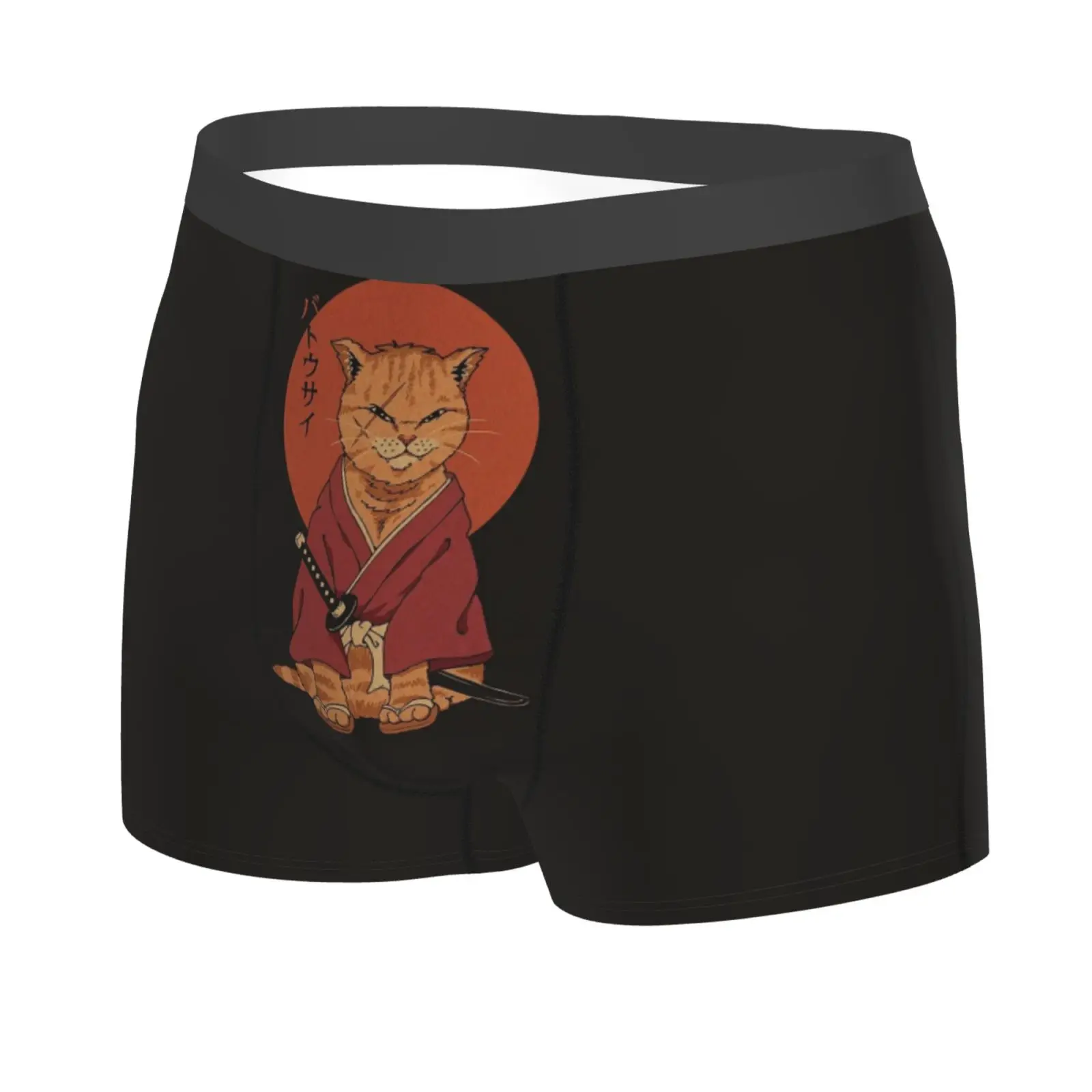 Japan Samurai Cat Print Men's Underwear Healthy Soft Comfortable High-Quality Men's Briefs Stylish Trendy Casual Sports Panties
