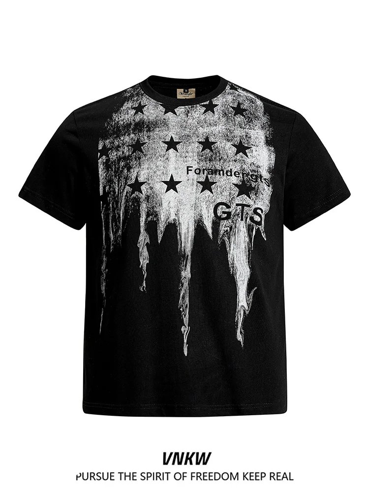 

Oversize Unisex Cotton T-Shirt Short Sleeve Faded Print Loose Fit Versatile Casual Top for Men And Women Youth Fashion Trend