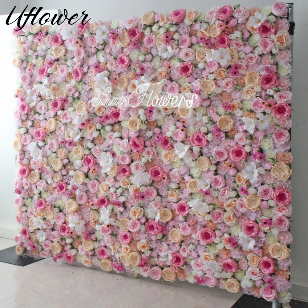 Uflower 3D Royal lujo rosa blanco Phalaenopsis mezcla de flores pared boda telón de fondo decoración tela milán plantas pared fiesta Prop