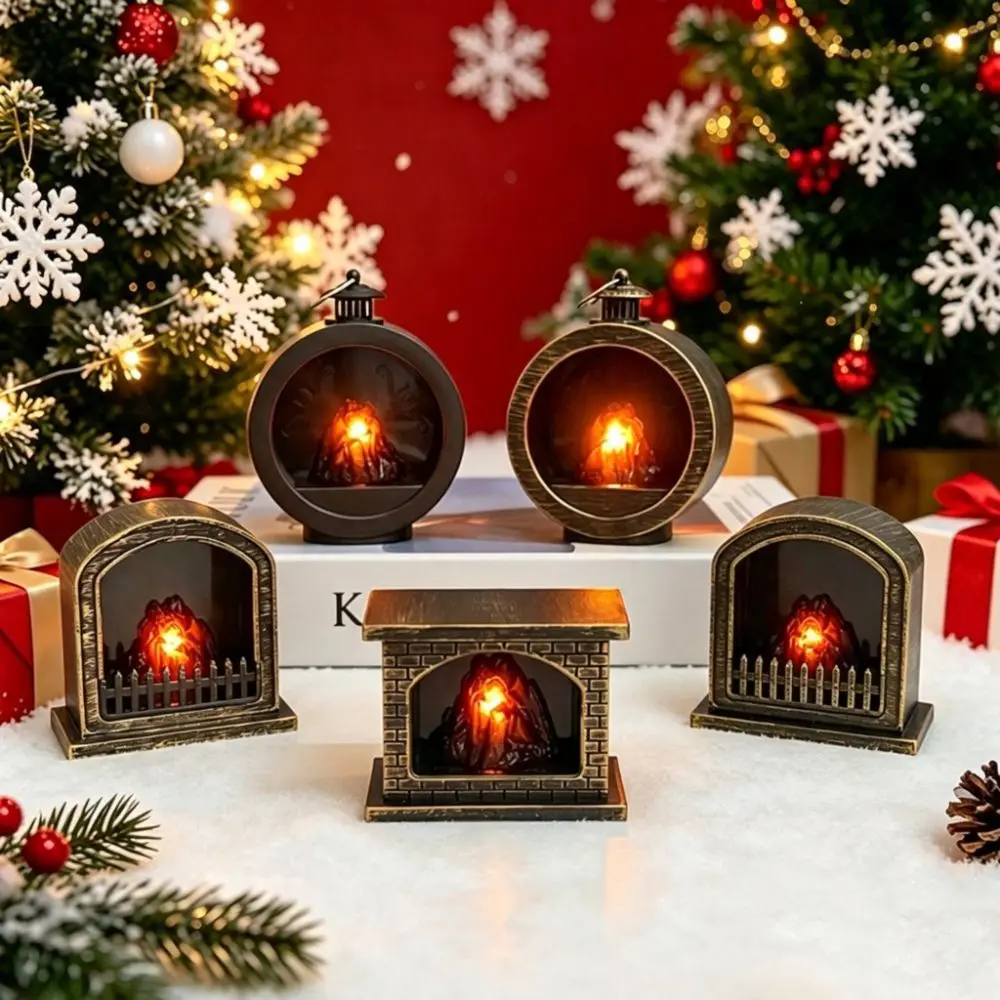 Mini LED Fireplace Model Glowing Light Creative Design Simulation Fireplace Electronic Candle Flame Atmosphere