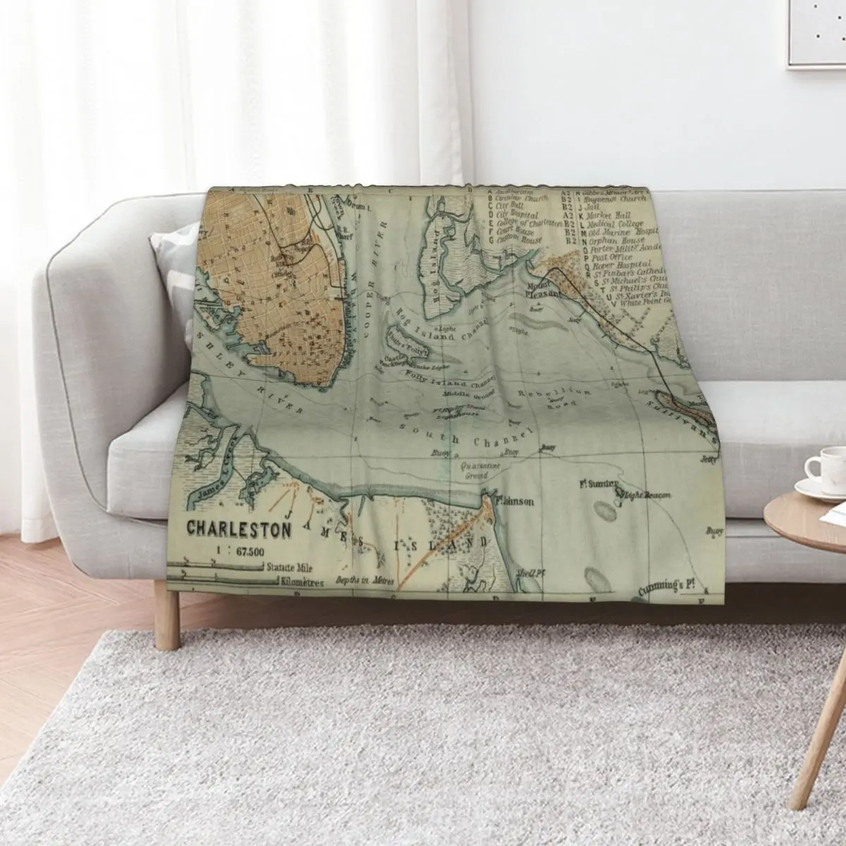 

Vintage Map of Charleston SC Harbor (1904) Throw Blanket for babies Bed covers funny gift Baby Blankets