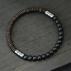 New Coconut Bead Bracelet Men 6mm Natural Blue Sandstone Tiger Eyes Stone Braclet Chakra Energy Braslet Yoga Wood Brazalete