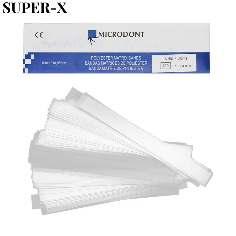 200PCS Dental Polyester Film Formed Sheet with Substrate Resin Repair Matrix Strip Dental Grinding Materials 10mm Width