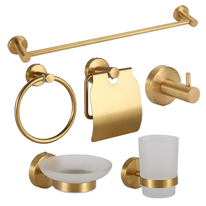 Matte Black 6-Piece Bathroom Set Quality Metal Sanitary Fittings Good Prices on Accessory Set