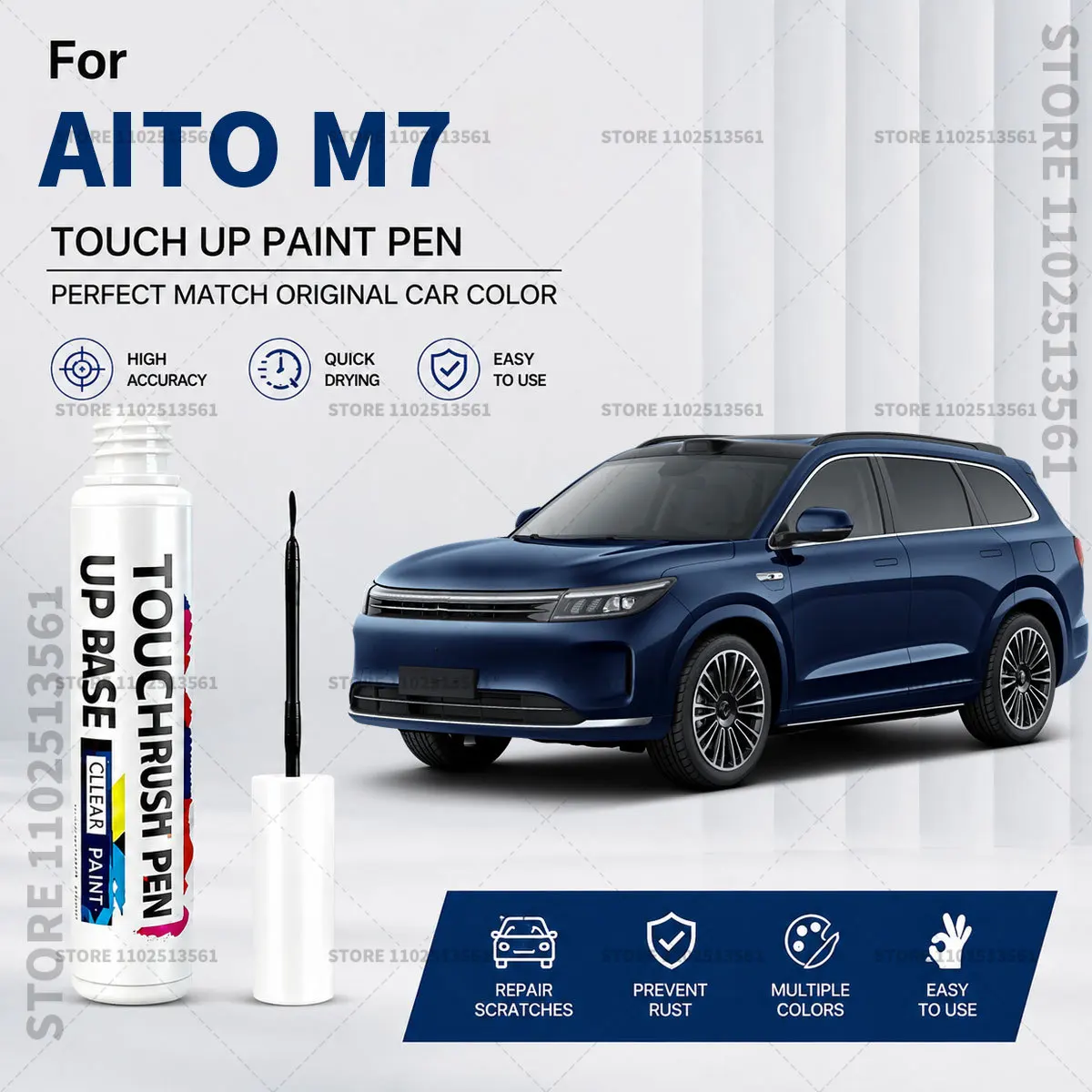For AITO M7 White Black Car Paint Touch Up Pen Scratch Repair Remover Auto Body Repair Marker Waterproof Car Paint Repair Tool