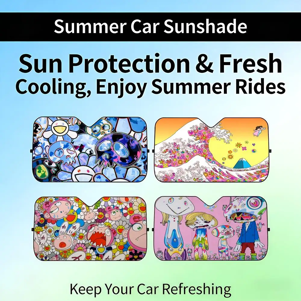 

Солнцезащитный козырек TTakashi MMurakami Kawaii для автомобиля, выдвижной, на лобовое стекло, защита от УФ-лучей