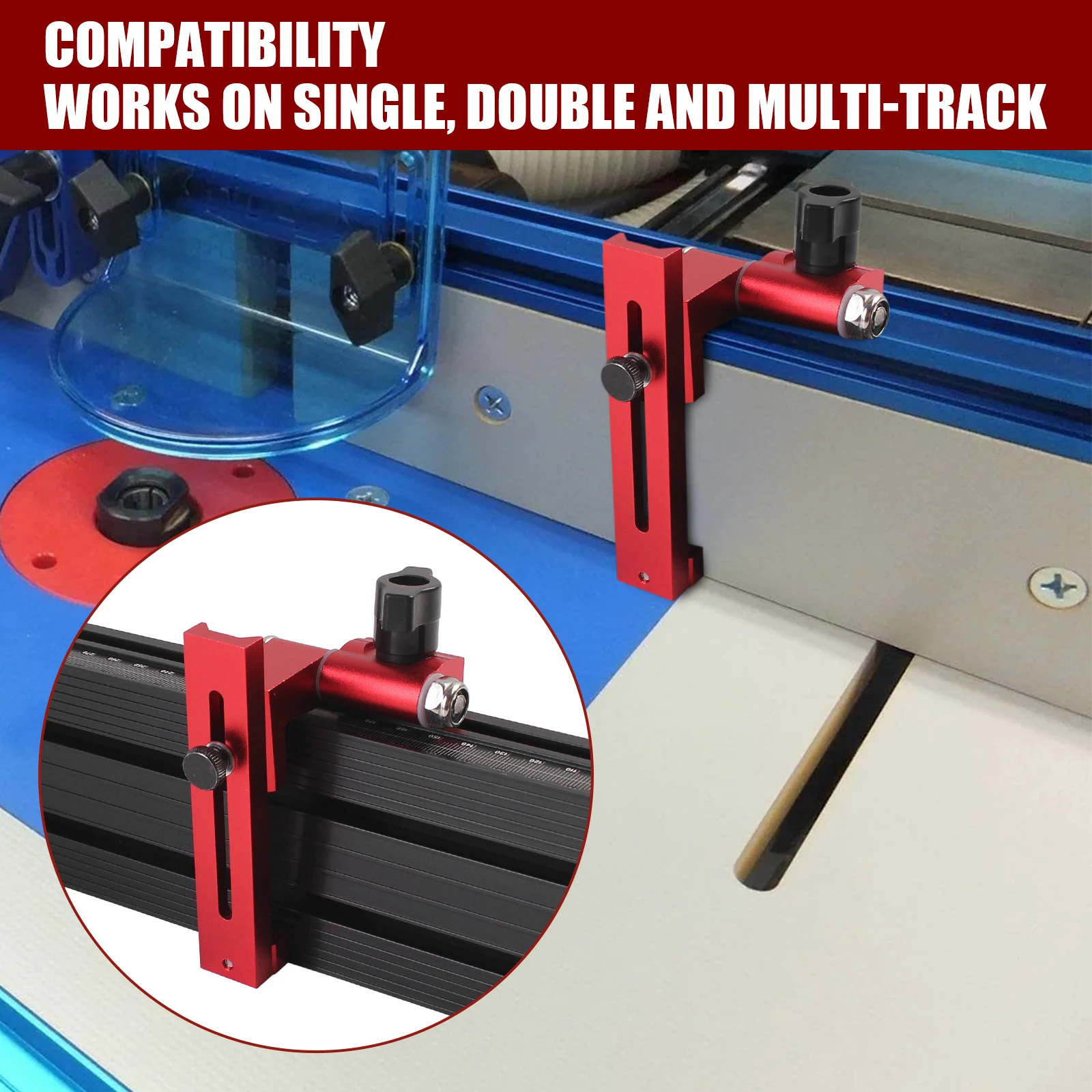 

1Pc Aluminum Alloy T-Track Stop, Adjustable Flip Stop, for Table Saw, Drill Press, Router Table, Miter Gauge, T Track Accessorie