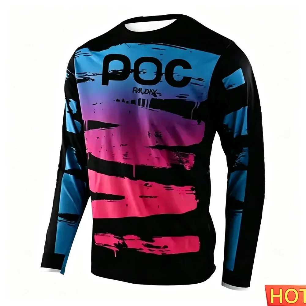 Unisex 3D All Over Mountain Bike Long Sleeve Jersey Black Fluorescent Green Brush Stroke Print MTB Off-road Cycling Sports Tops view 3