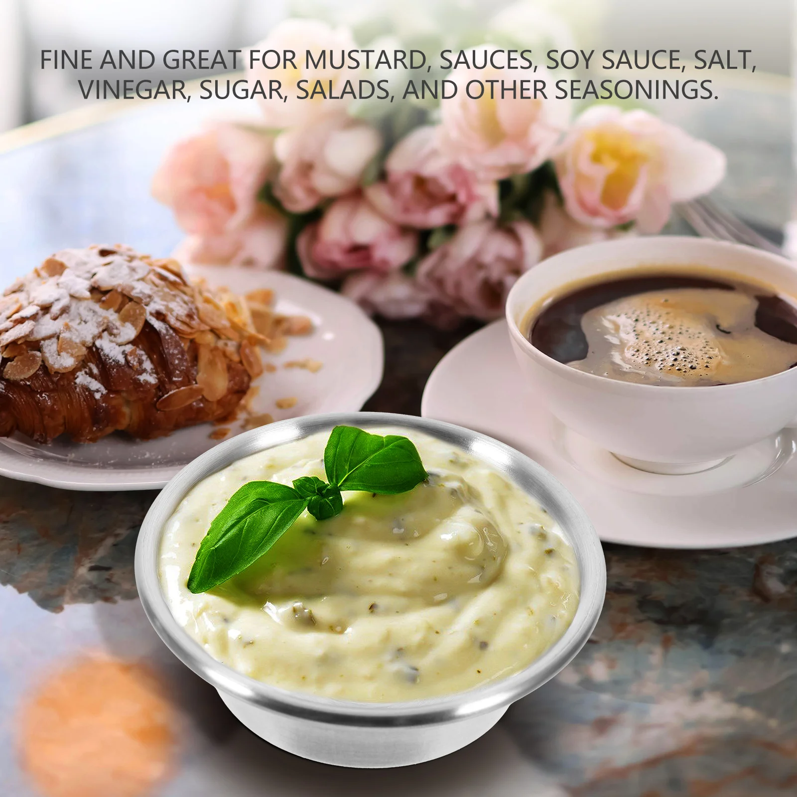 2 Stück Edelstahl-SchaucerDippingBowls MiniSeasoningContainer DressingCups EssigStorageBoxes SoySauceContainers