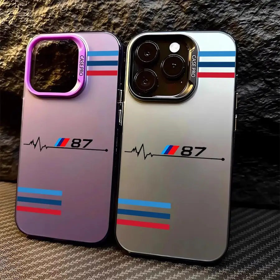 Phone Case for iPhone 16e 15 14 15 16 Pro Max Cover Red Blue Bar Logo Design