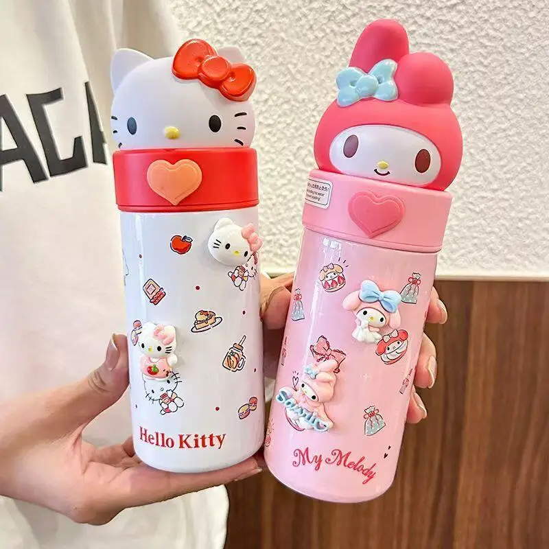 멋진 만화 헬로 키티 쿠로미 마이 멜로디 어린이 컵 온도 유지 컵 컴팩트하고 휴대 가능한 패션 페스티벌 선물