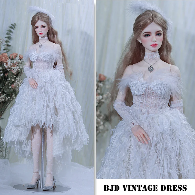 Barbi 1/6 Figure Doll 1/4 1/3 BJD Vintage Wedding Dress For BJD/SD OB27 YOSD MSD SD13 Big Girl EID Women Accessories C1738