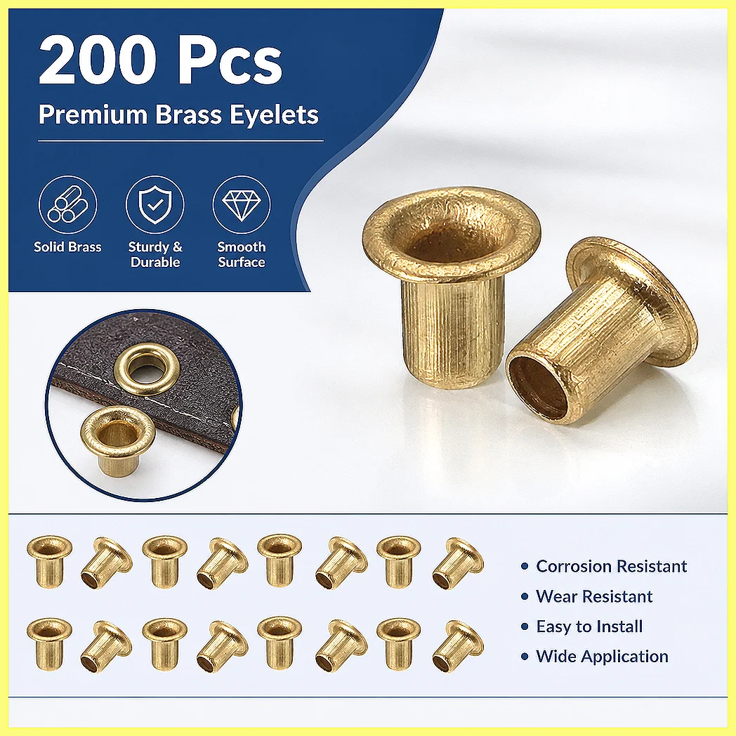 200Pcs M2-M6 Copper Hollow Rivets Nuts Tubular Through Hole PCB Nails Double-Sided Circuit Board Grommets Assortment Kit