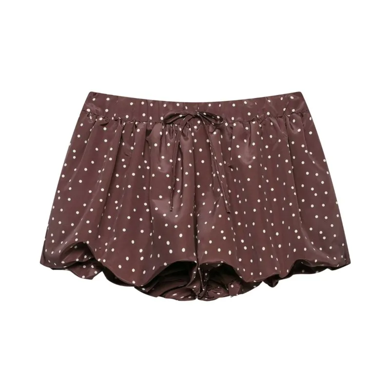 

Women's Shorts 2026 Summer New Fashion Polka Dot Elastic Waist Drawstring Lace-up Shorts Casual Female Shorts