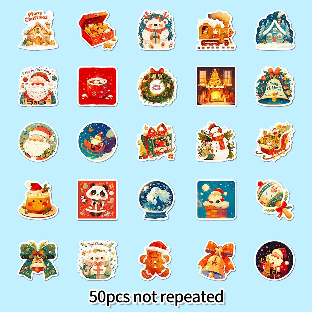 10/30/50pcs Christmas Cartoon Stickers Decoration For Fridge Wall Skateboard Suitcase Phone Laptop Bike Graffiti Toys Party Gift