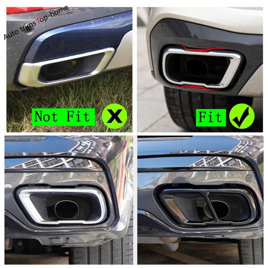 Stainless Steel Exhaust Tail Pipe Throat Outlet Frame Cover Trim Fit For BMW X5 G05 X6 G06 X7 G07 2019 - 2022 Car Accessories