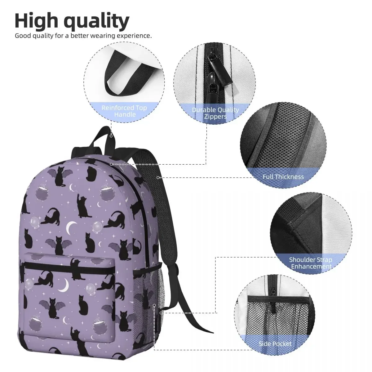 Celestial Mystic Cats And Stars Moon Backpack Boys Girls BookBag Kids School Bag Computer Shoulder Bags for Men Women