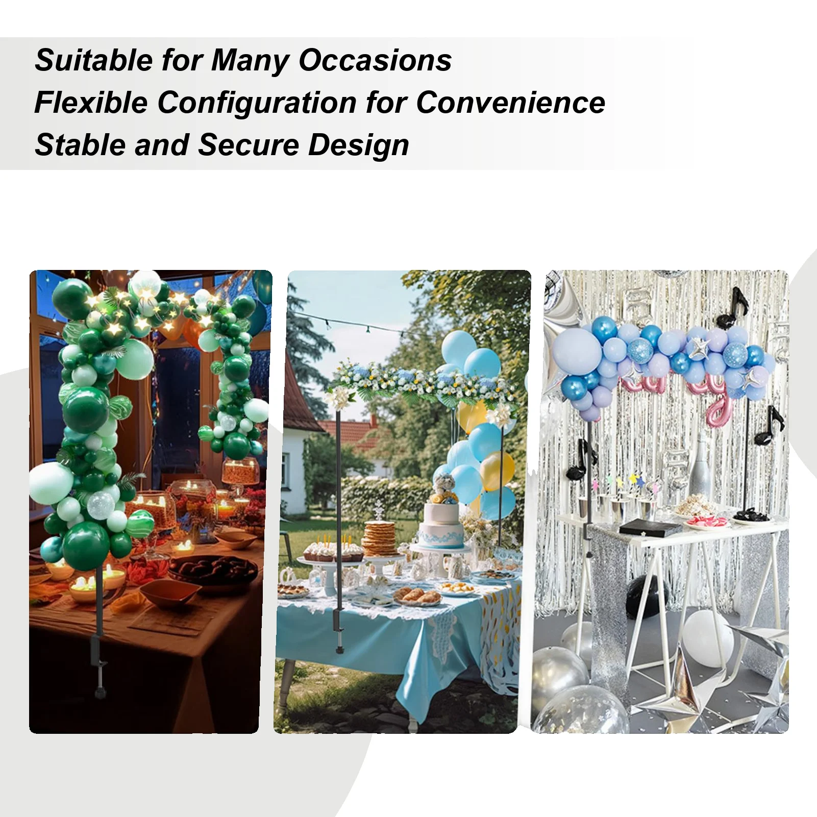 

Стержень над столом с зажимами, регулируемая рама, металлическая настольная арка для воздушных шаров с зажимами для свадьбы, дня рождения, вечеринки, Хэллоуина