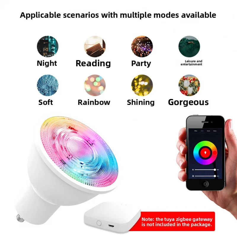 Tuya ZigBee Smart LED Spotlight (GU10) - RGBCW Dimmable | 5W | Smart Light Bulb | App Control