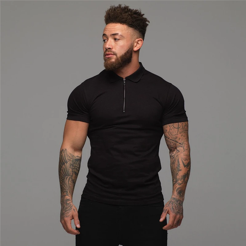 

2025 New Brand Cotton Casual Mens Short Sleeve Polo Shirts Fitness Fashion Shirt Clothing Bodybuilding Trend Sport Cool TShirts