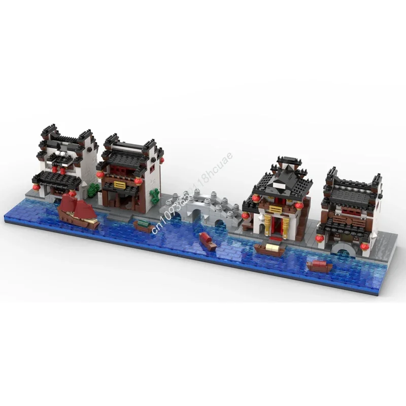 

1966pcs MOC Asian River City Modular Buildings Building Blocks Christmas Unique Handmade DIY Gift idea Brick Educational Gift