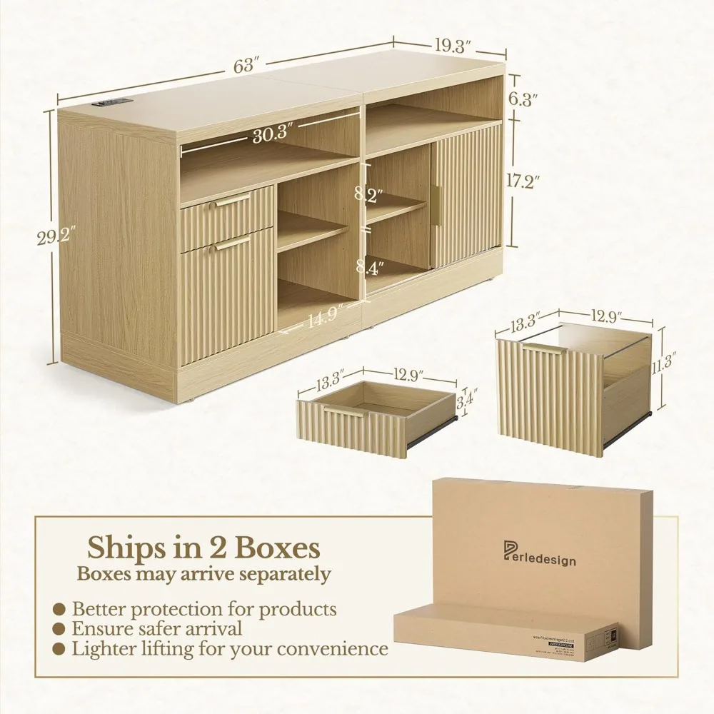 خزانة ملفات جانبية خشبية آمنة ذات درجين، طويلة 63 طويلة، حرف وحجم A4، تصميم مخدد للاستخدام المنزلي والمكاتب