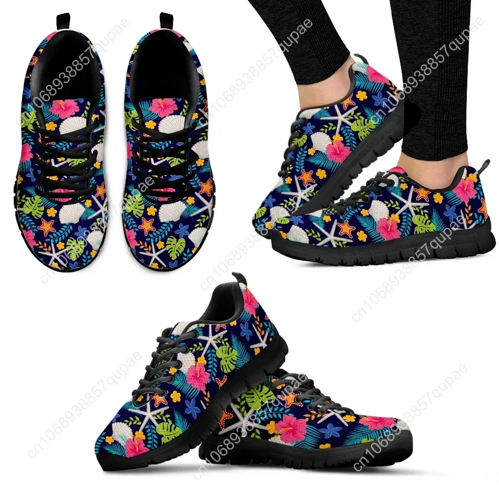 Custom Made Tropical Plant Red Hibiscus Fashion Women's Shoes Casual Sneakers Autumn Female Lace-up Mesh Walking Shoes for Girls