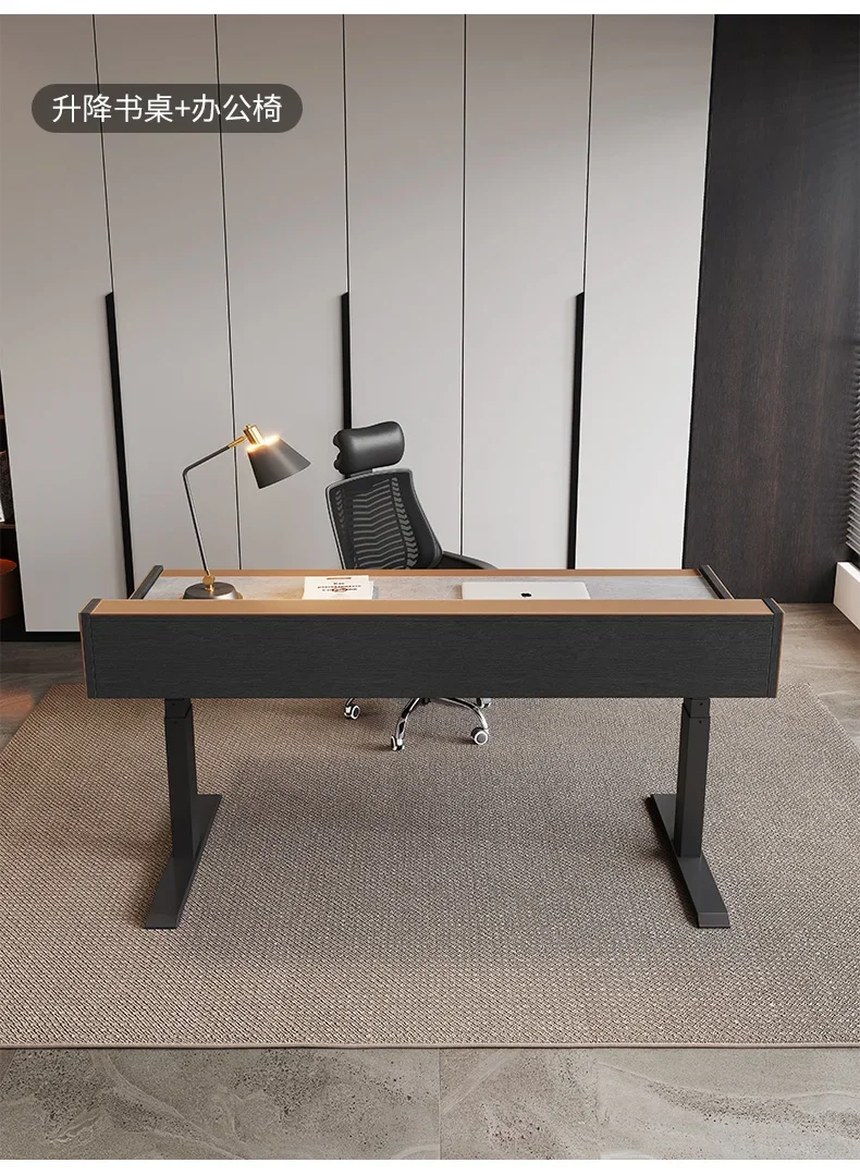 Electric Lifting Stone Plate Desk Light Luxury Modern Study Computer Desk Home Designer Model Italian Minimalist Desk