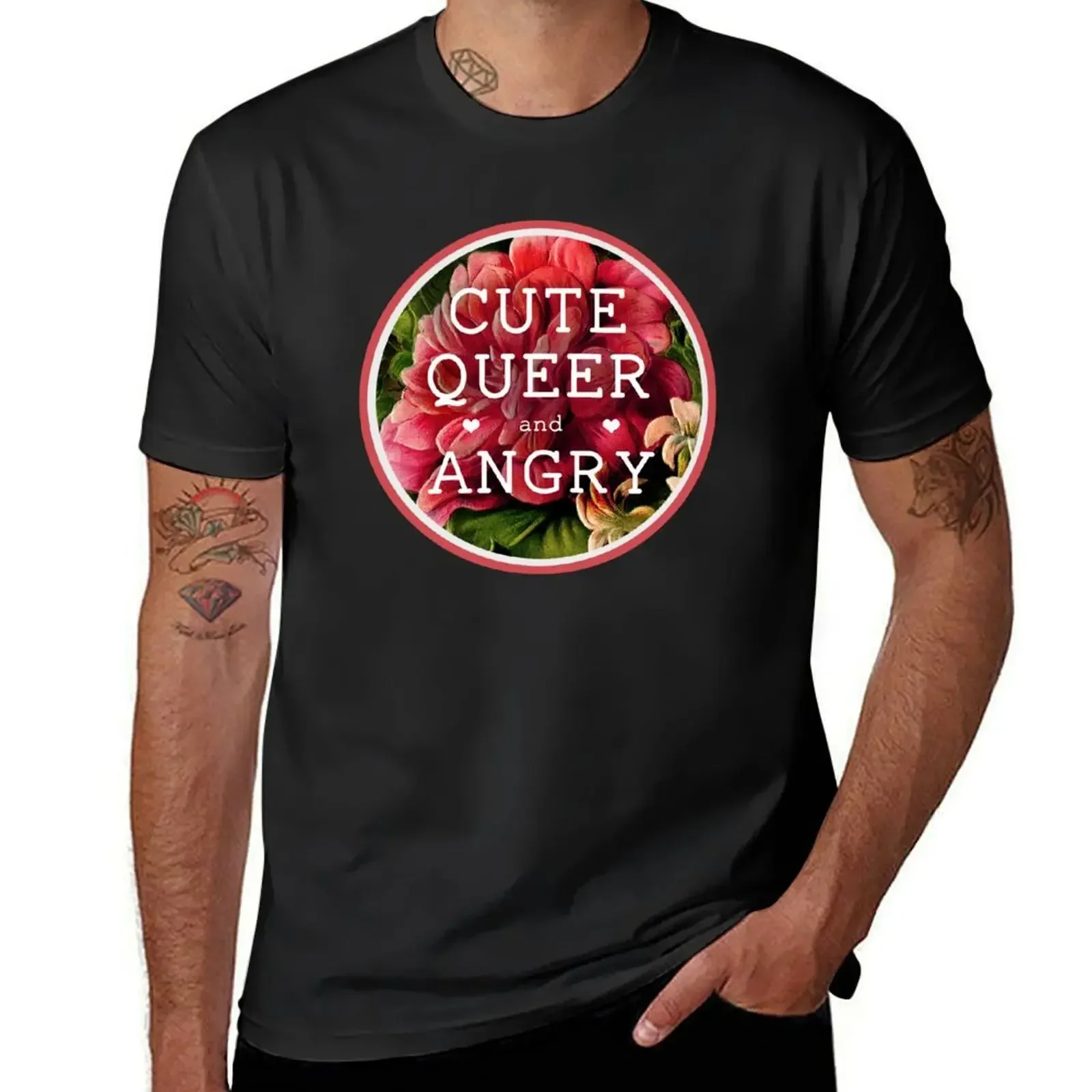 

Симпатичная, футболка Queer and Angry, тяжелая эстетичная одежда, мужская футболка