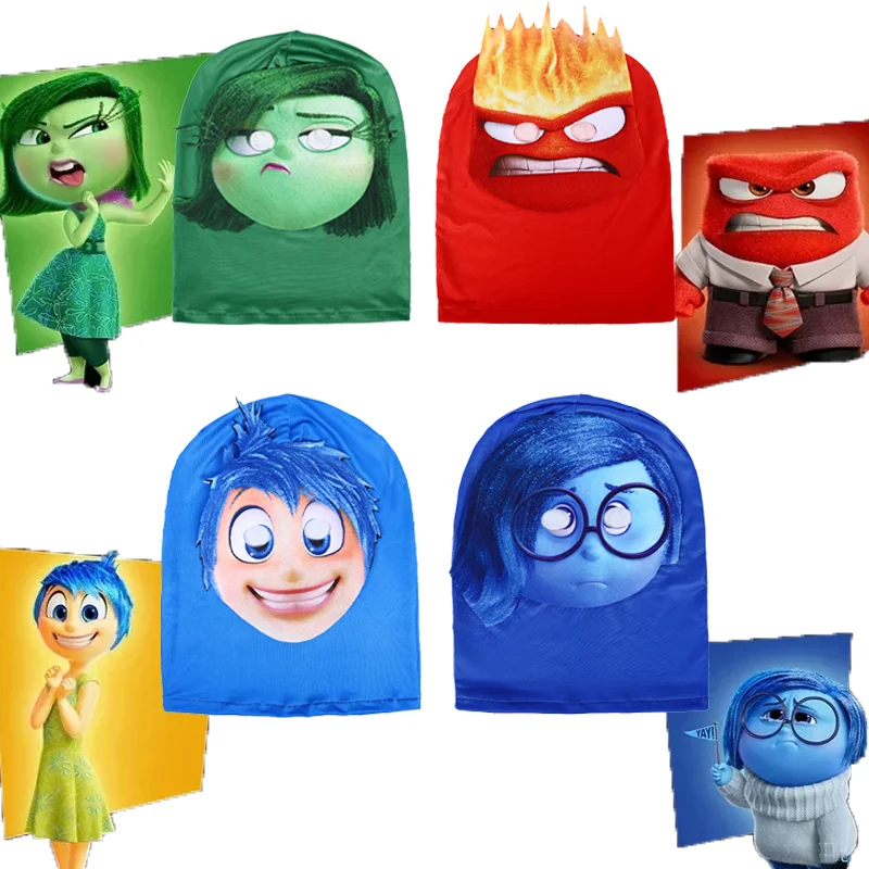 Inside Out Joy Disgust Anger Sadness Cosplay Costume Nakrycie głowy Halloween Party Pole Play Maska na twarz Kobiety Mężczyźni Karnawał Comic Con