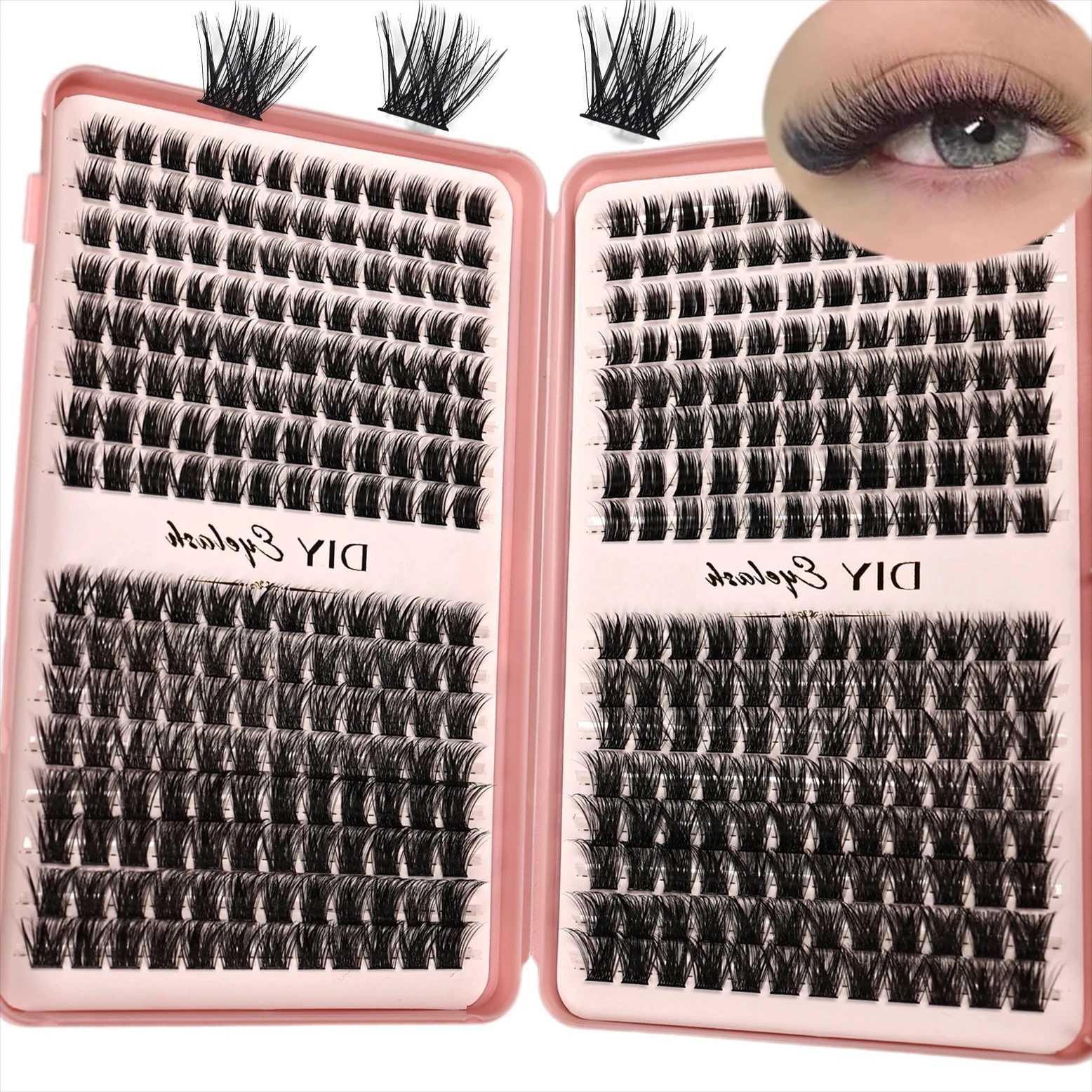 D Curl Lash Book Mixed Length 8-16mm 240Pcs Lash Clusters Individual Lashes DIY Eyelash Extensions Book Style for Home Use