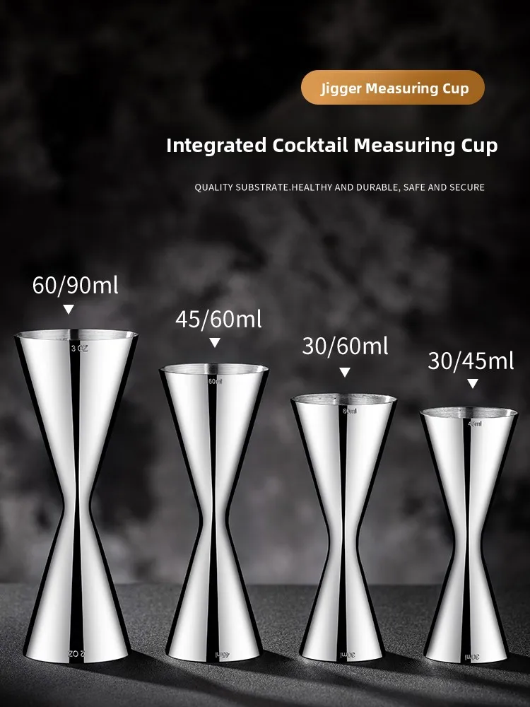 Stainless Steel Double Headed Jigger Cocktail Measurement Cup with Inner And Outer Scale Lines for Bar And Home Use