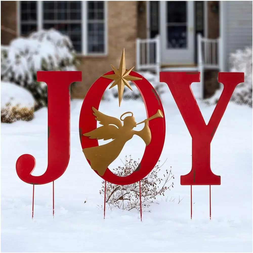 

Joy Angel Garden Stakes, 36.02" H Metal Yard Stake Garden Ornaments Patio Decor Joy Yard Stakes Wall Décor Decorative