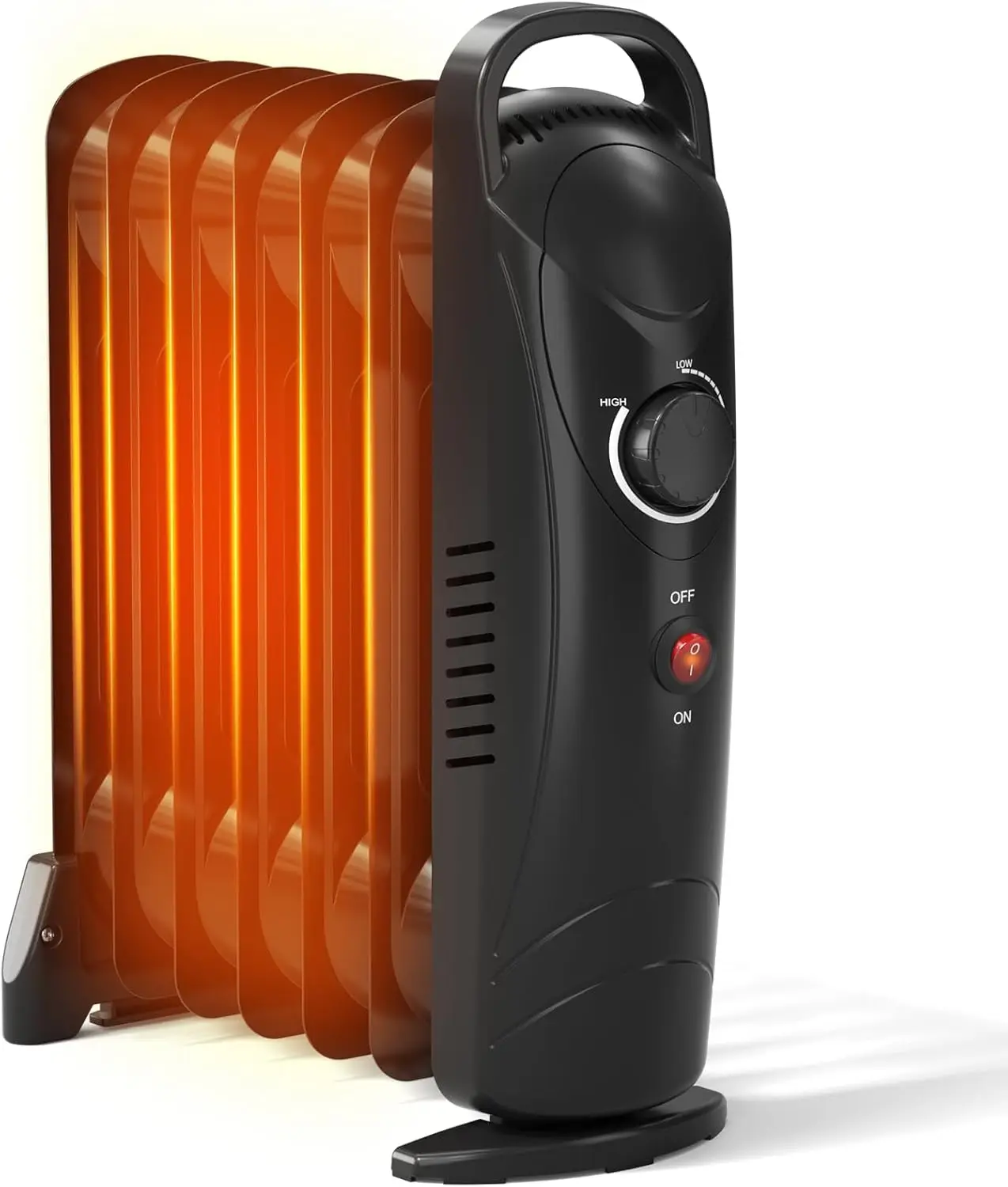 Piccolo Riscaldatore a Olio, Stufa Radiante Portatile con Risparmio Energetico, Protezione da Surriscaldamento, Riscaldatore Personale da 700W Silenzioso