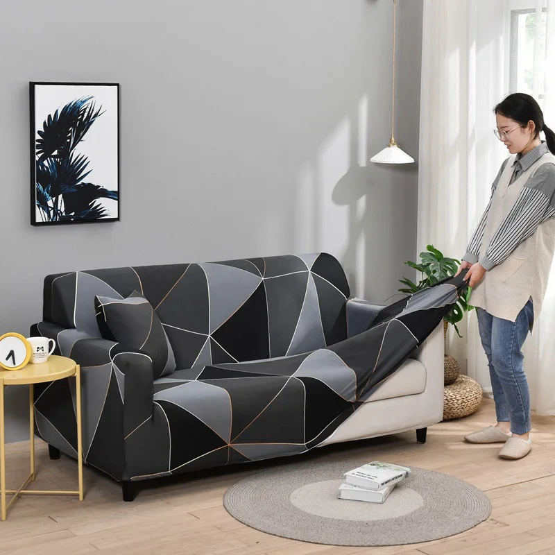 1 Stück Dehnbarer Vollflächiger Sofabezug mit Blumen- und Geometrie-Muster, Kratzfester Schutzbezug für Couch mit Armlehnen