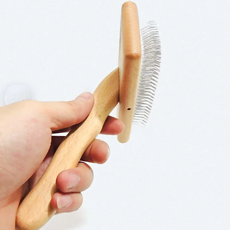 Dog Brush Wooden Dogs Comb Pet Hair Remover Dog Grooming Brush Cat Hair Knot Combs Comfortable Handle Dogs Comb Pet Accessories