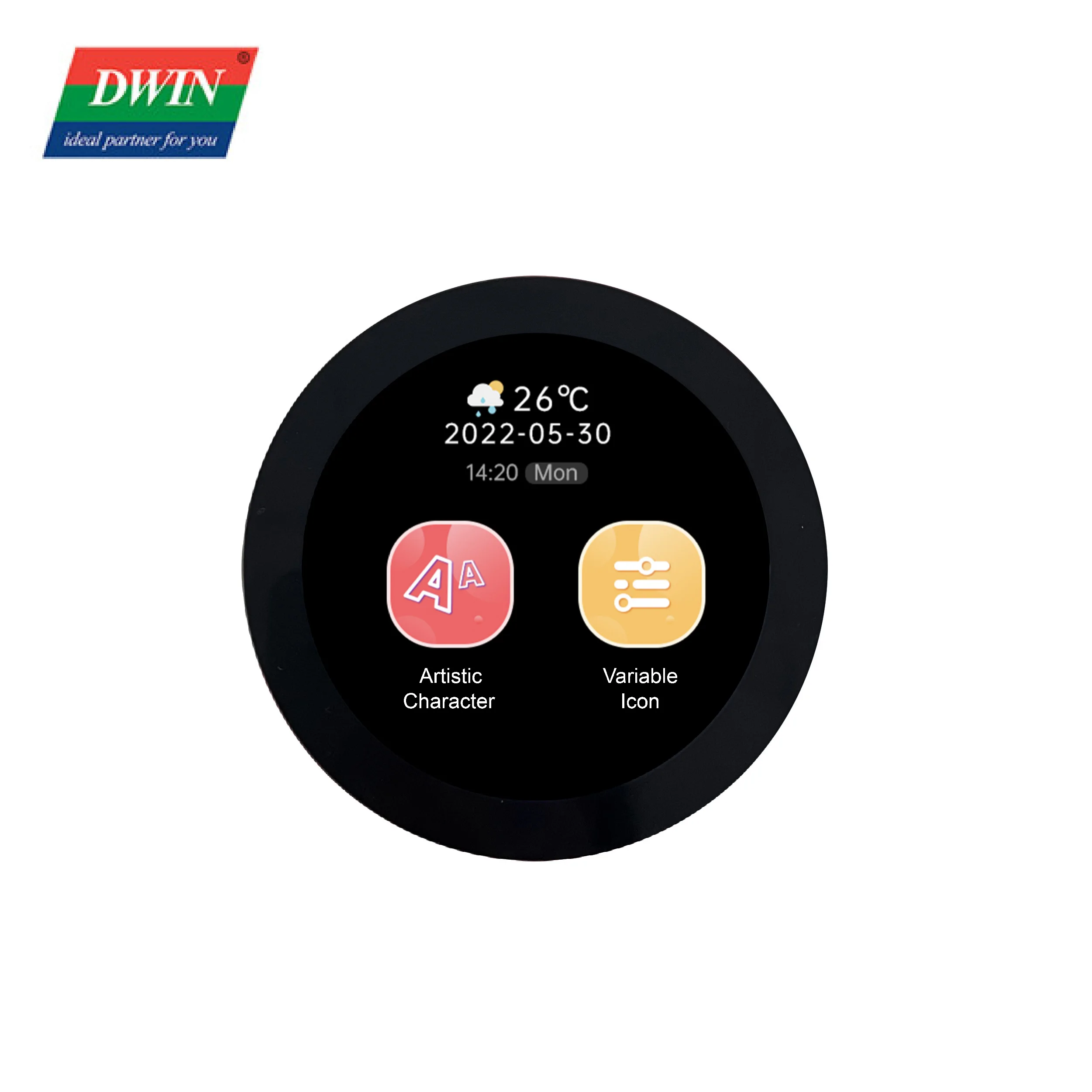 2026 DWIN 2.8 Inch 480*480 Pixels Resolution  16.7M Colors IPS TFT LCD  Wide Viewing Angle Circular LCD Screen DMG48480C028_03WT