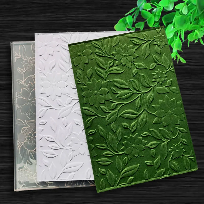 3D-geprägter Ordner mit Blumenmuster - weißes PVC zum Basteln von Karten, Fotoalben, DIY handgemachten Fotoalben
