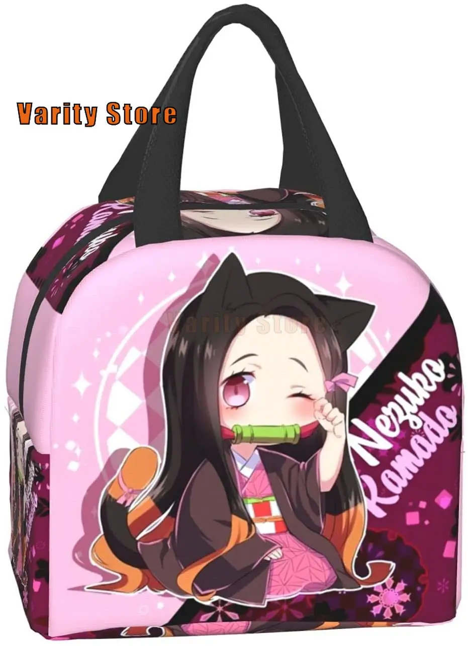 Bearlad dem0n s1ayer kimetsu no yaiba nezuko kamado bambu almoço saco tote anime recipiente para mulher caixa isolada crianças refrigerador