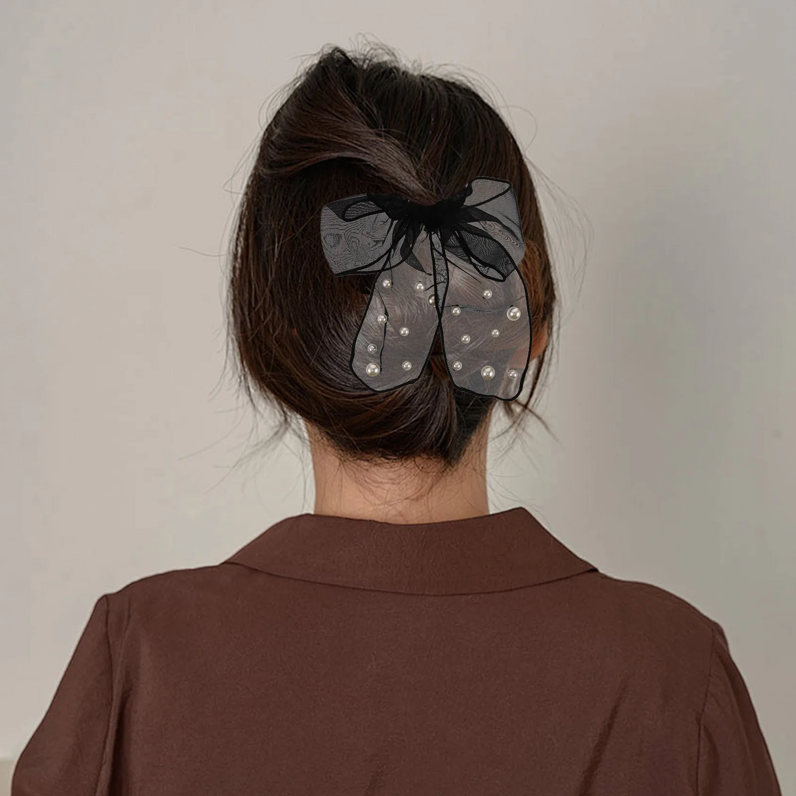 

2pcs Dot Organza Mesh Scrunchies High Elastic Hair Ties Ponytail Holders Bowknot Design Large Soft Hairbands For Women