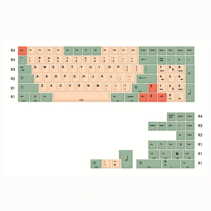 125Keys/Set Hami Melon Cantaloupe Dye-sub PBT Keycaps For MX Switches Keyboard 104 87 61 for Filco YMD96 KBD75 FC980M ID80