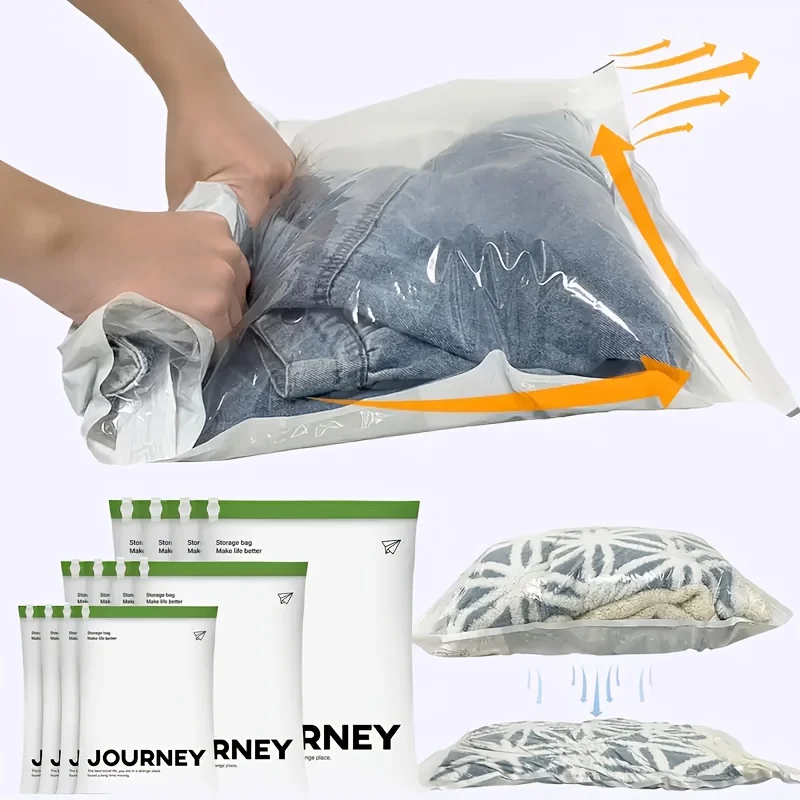 4-Pack Colorful Compression Bags! 3 Sizes, Space-Saving, Roll-Up Design. Waterproof, Durable for Trips & Outdoors