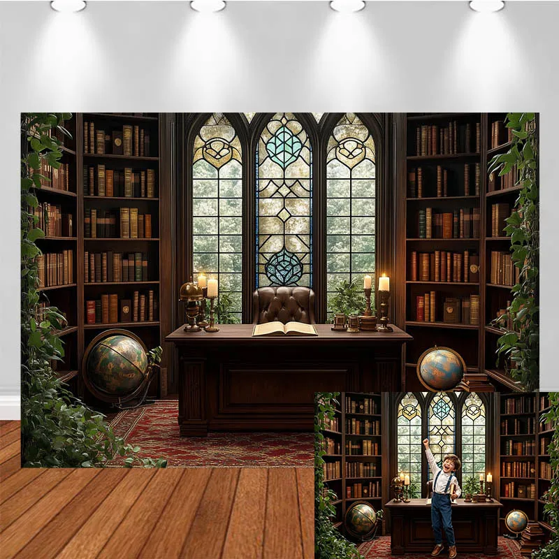 LS Photography Backdrop Magic Academy Globe Book Rug Decor Birthday Party Cake Smash  Kids Adult Portrait Photo Background Studi