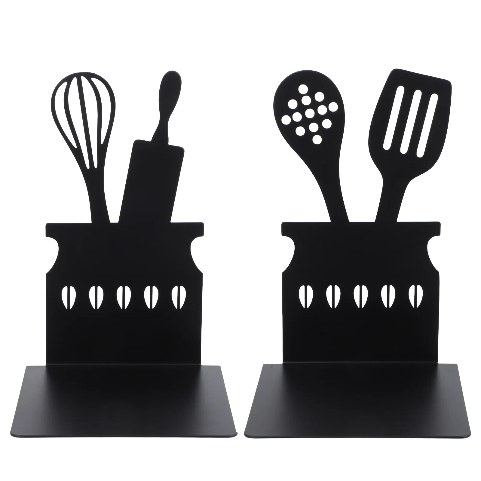 

2pcs Metal Bookend Tableware Design Non-Slip Book Stand For Home Office Study Decorative Bookends For Shelves Heavy Duty Book