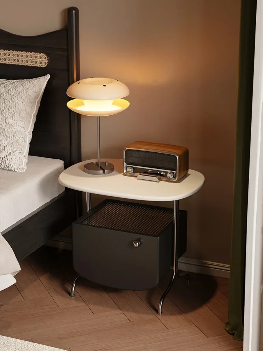 Stainless steel bedside table Changhong glass simple master bedroom storage bedside cabinet