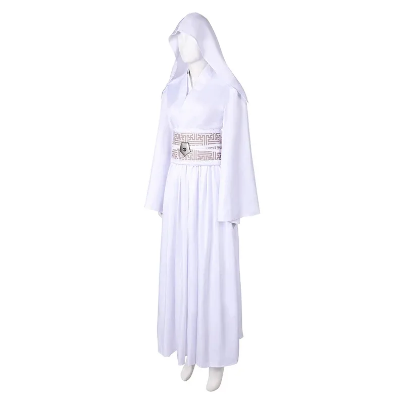

asdh8@Princess Leia Cosplay White Cloak Skirt Hat Girdle Movie Space Battle Costume Disguise Outfits Female Halloween Carnival S