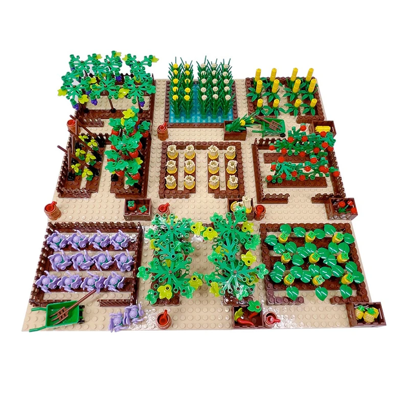 MOC Farm Pastoral Set Building Blocks Plant Fruit Crop Scene Building Blocks DIY Building Block Set Compatible with Major Brands